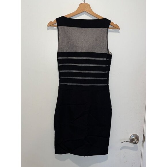 Reiss Black Sleeveless Stretch Mesh & Stripe Women's Bodycon Dress Size 2 - Picture 3 of 9